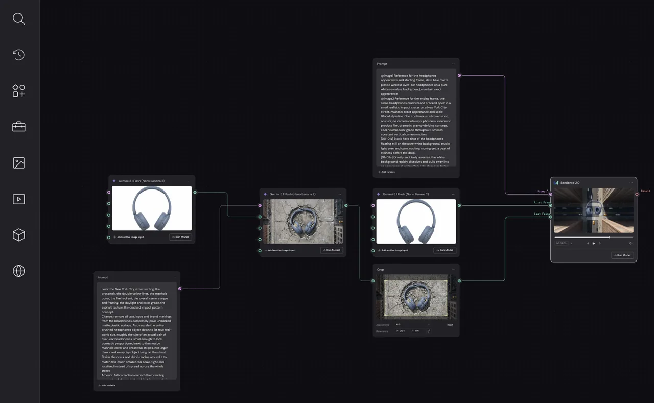 Workflow AI in Weavy: da immagini di prodotto a un breve video